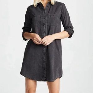 Madewell Charcoal Grey Denim Button-up Shirt Dress - with Pockets!